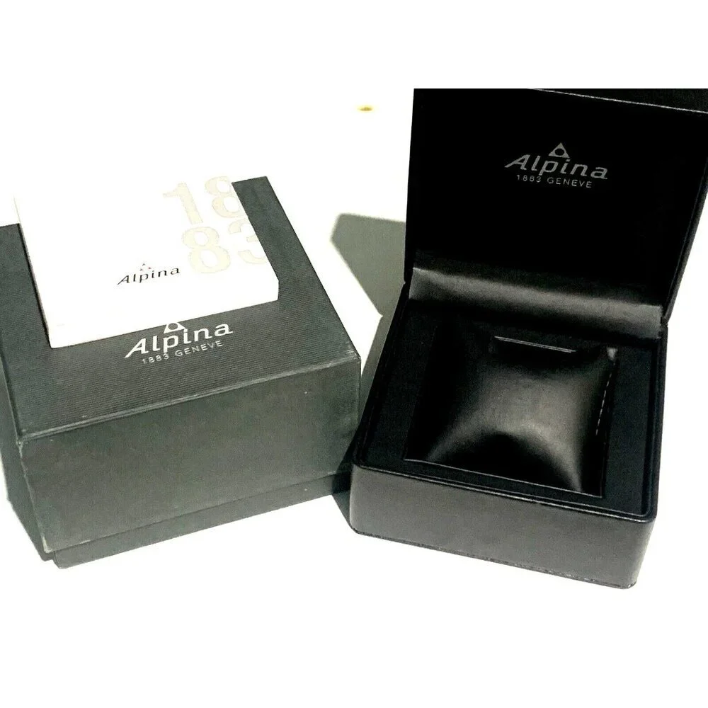 Alpina Watch Box Presentation Black Cardboard Case Display Empty With Booklet